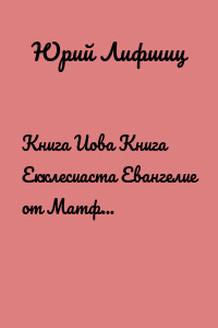 Книга Иова Книга Екклесиаста Евангелие от Матфея. Переложения