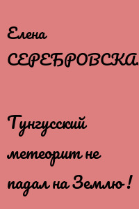 Тунгусский метеорит не падал на Землю !