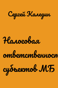 Налоговая ответственность субъектов МБ